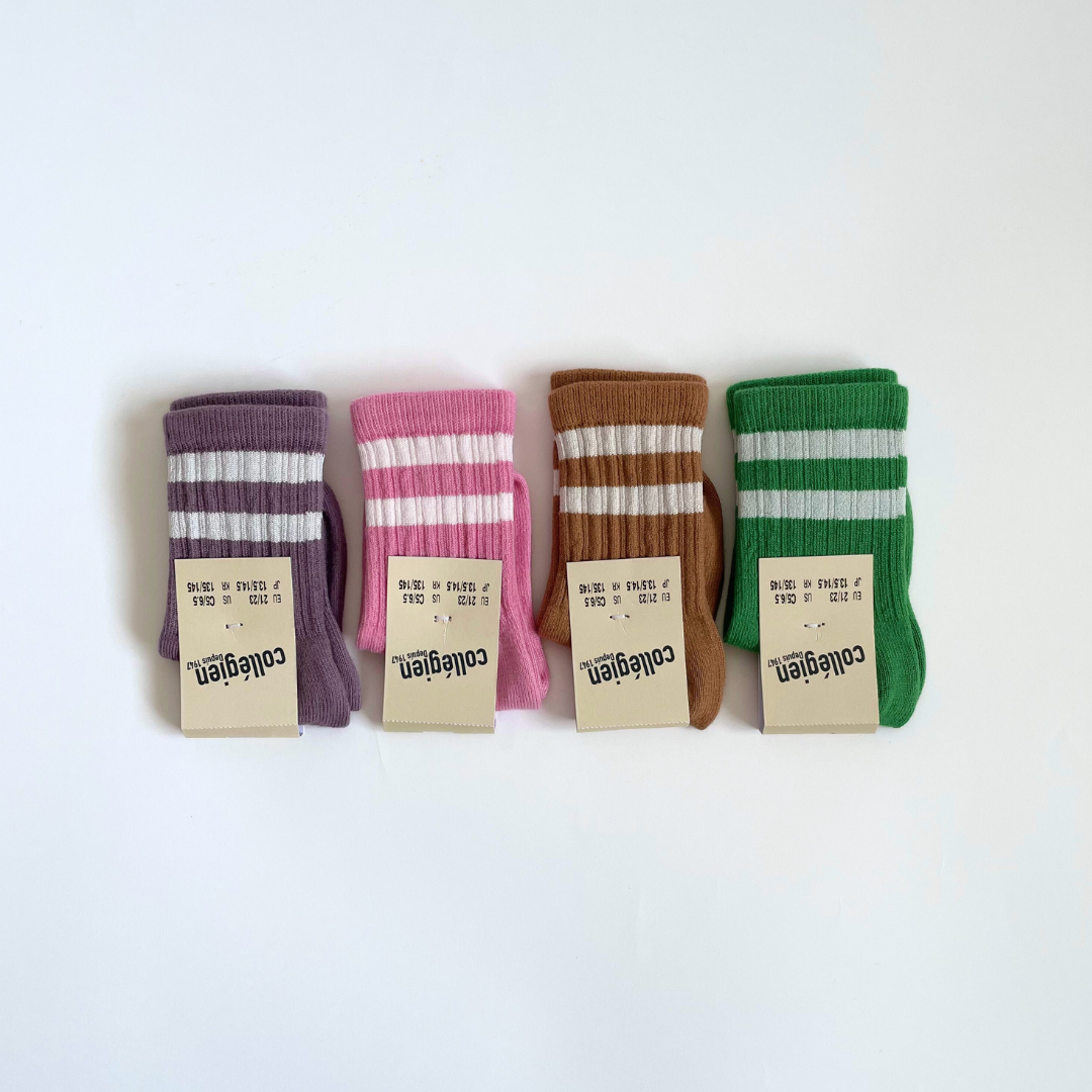 collegien - Nico - Ribbed Varsity Crew Socks<406 Glycine du Japon>