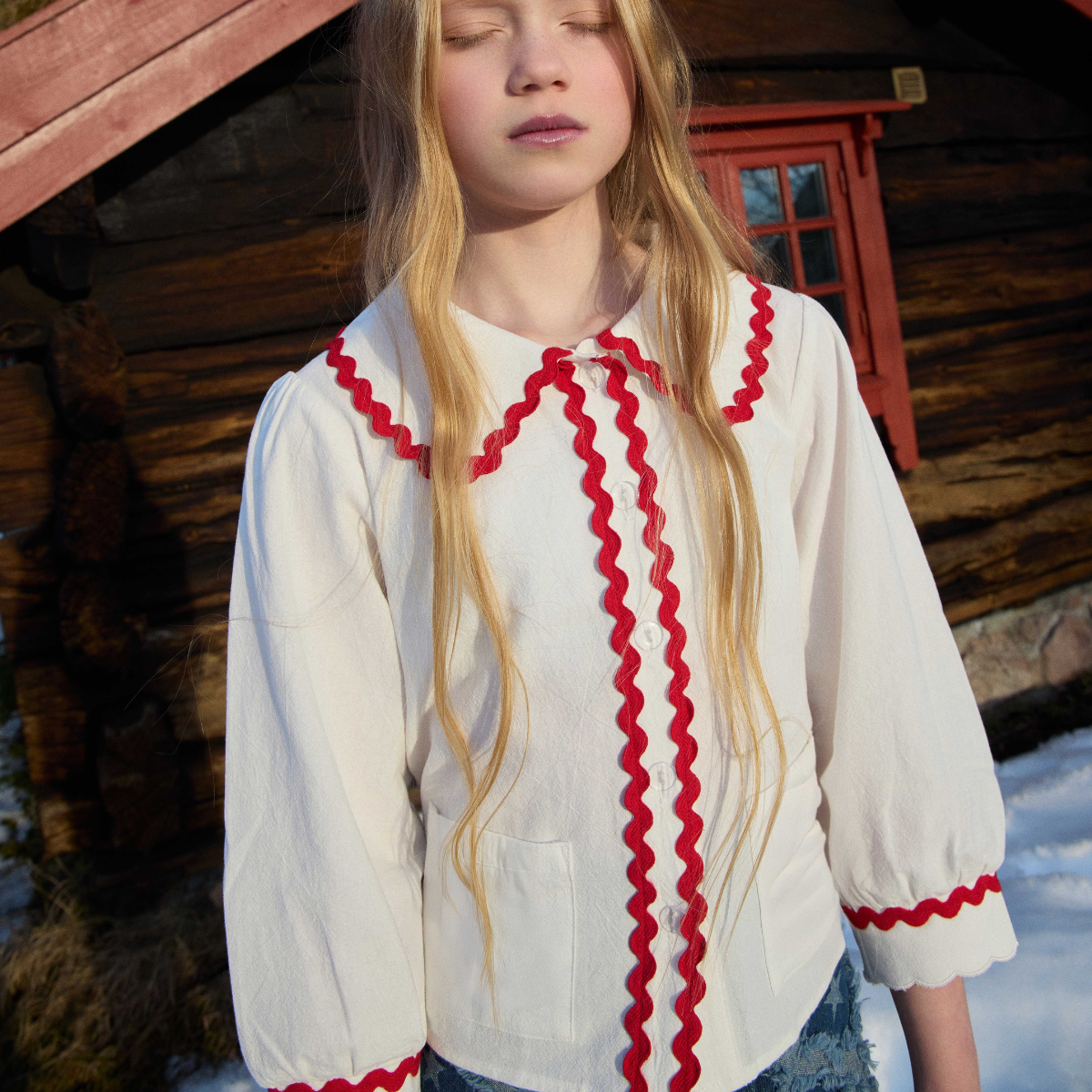 FISH&KIDS - BASIC BLOUSE WITH RED RIBBON