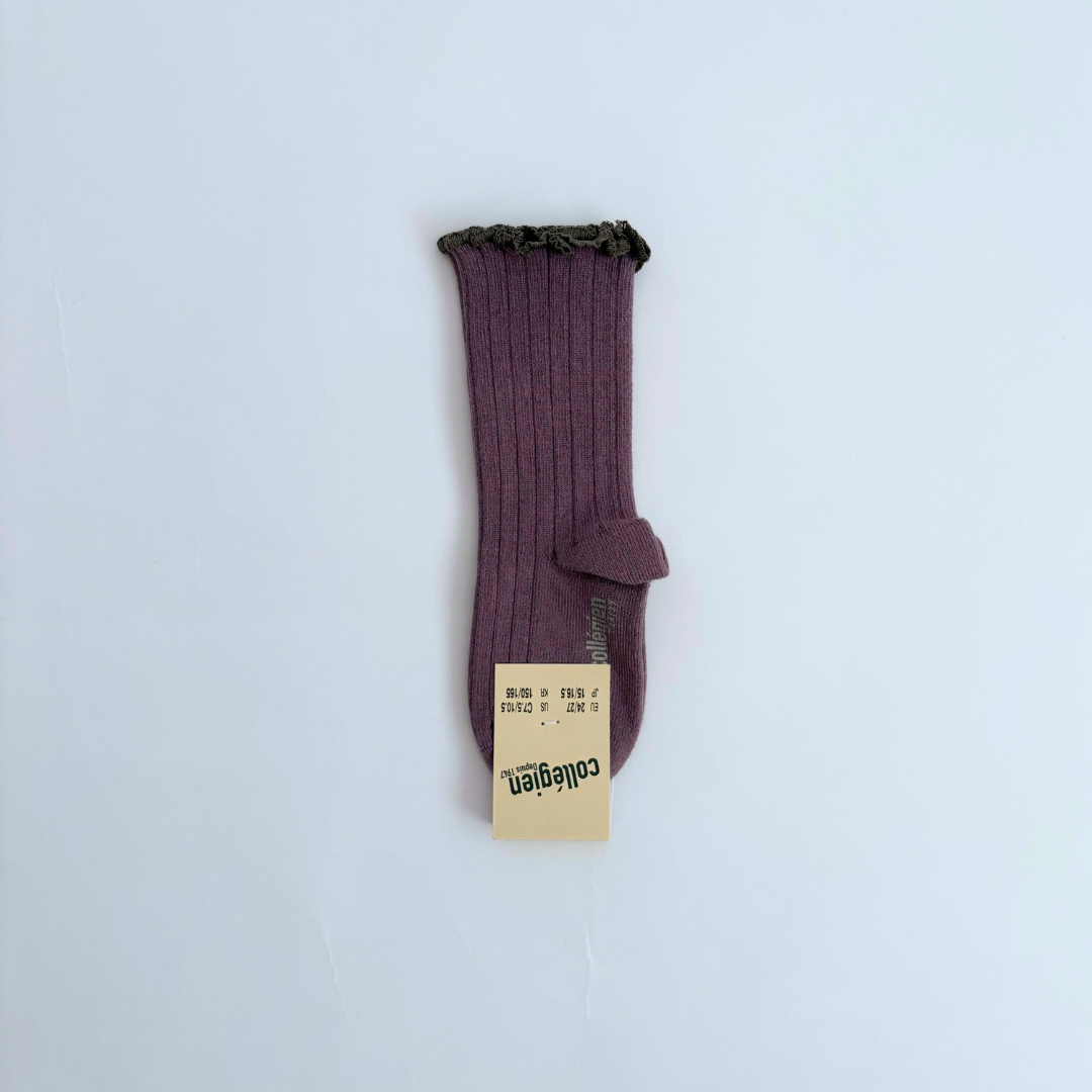 collegien - Delphine - Lettuce Trim Ribbed Socks<406 Glycine du Japon>