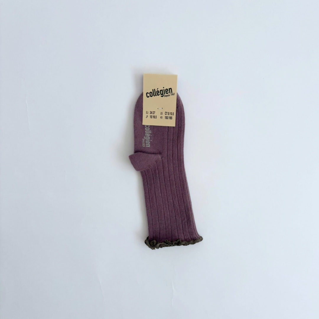 collegien - Delphine - Lettuce Trim Ribbed Socks<406 Glycine du Japon>