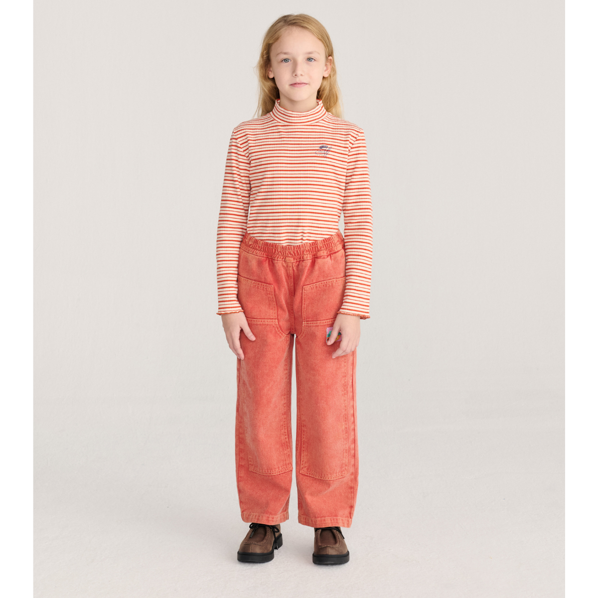 BOBO CHOSES - Energy Flower Stripes turtle neck T-shirt