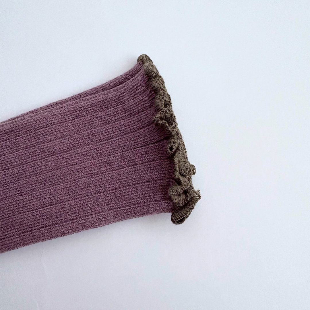 collegien - Delphine - Lettuce Trim Ribbed Socks<406 Glycine du Japon>