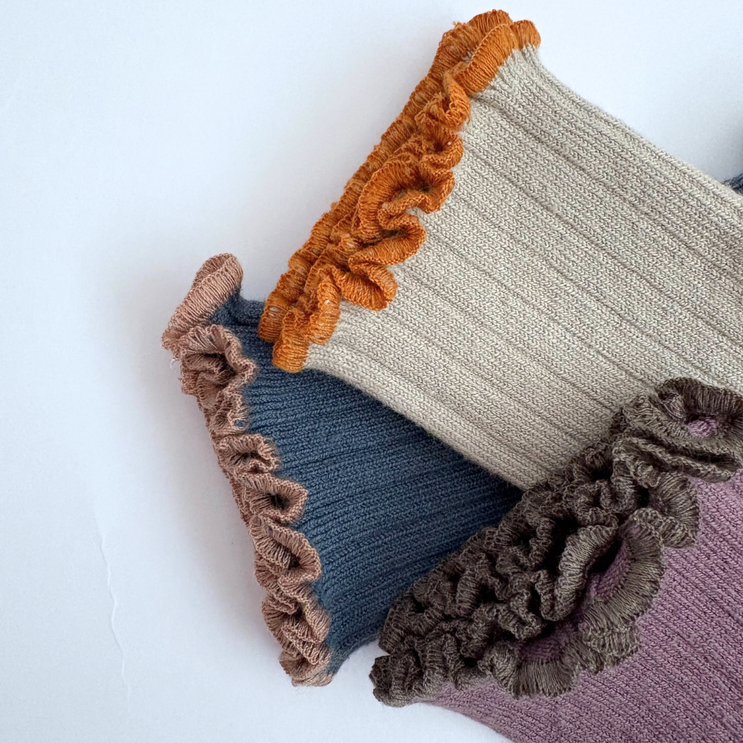 collegien - Delphine - Lettuce Trim Ribbed Socks<960 Bleu Cendré>