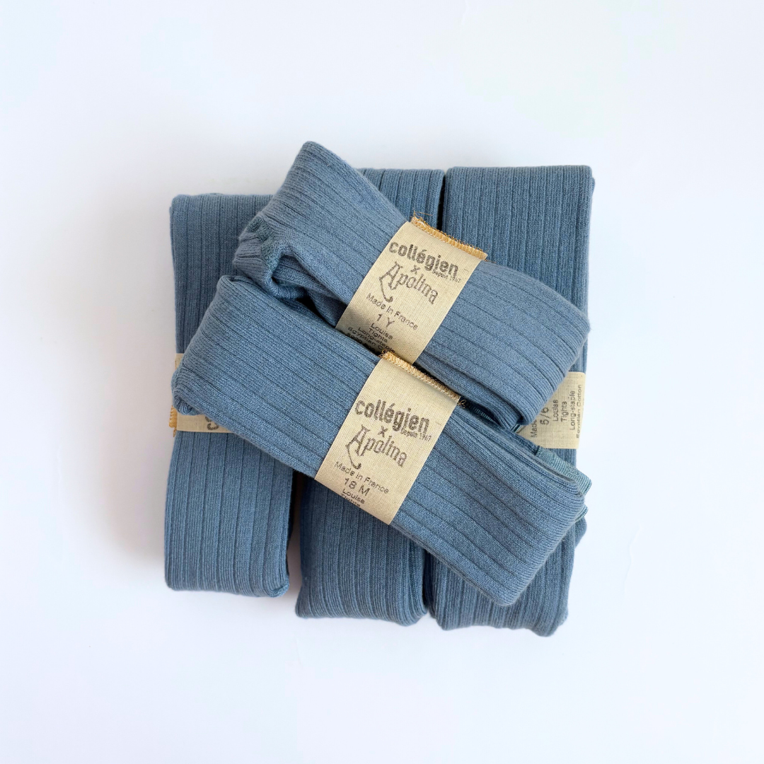 collegien × Apolina - Louise - Ribbed Tights<803 Bleu Azur>