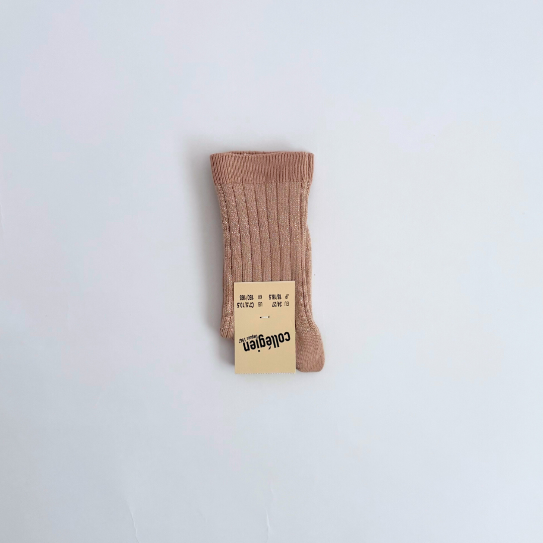 collegien - Victoire - Glitter Ribbed Crew Socks<331 Vieux Rose>
