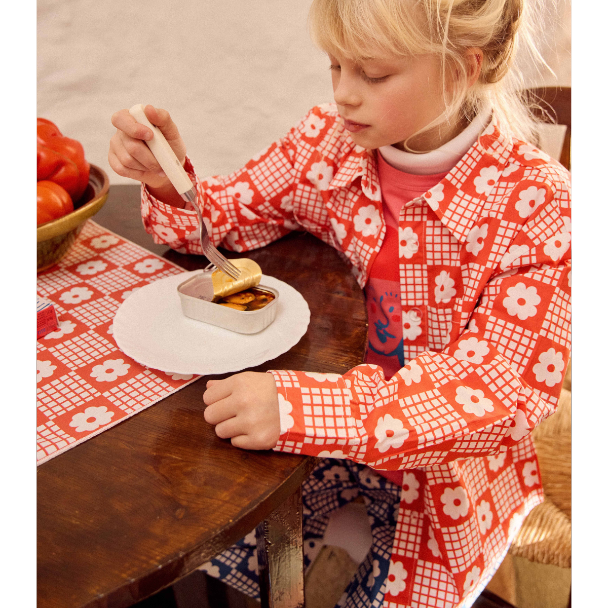 FISH&KIDS - RED FLOWERS RETRO PANTS