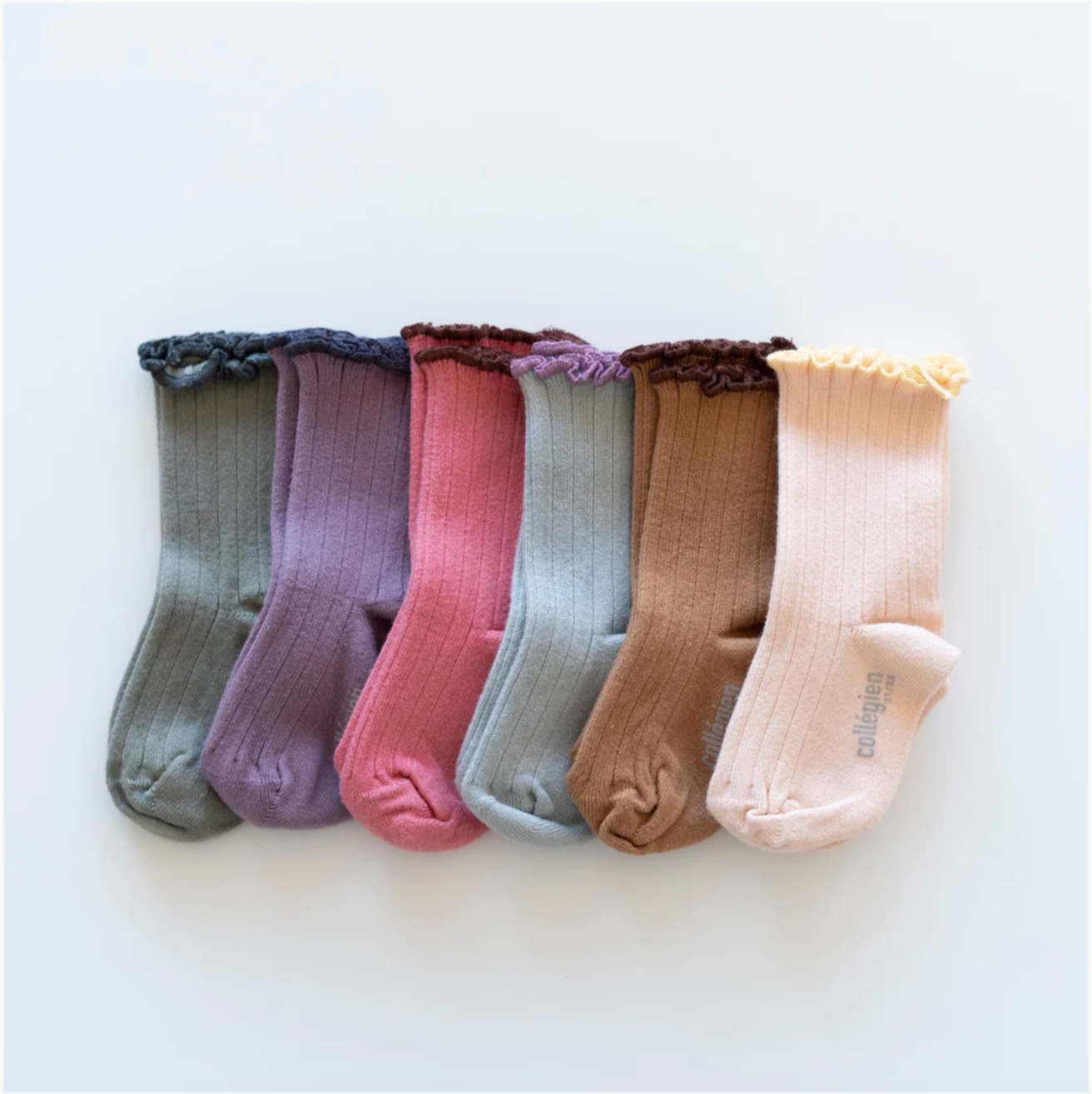 collegien - Delphine - Lettuce Trim Ribbed Socks<Rose Litchi>