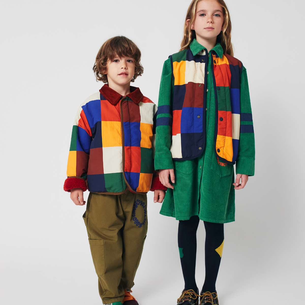 BOBO CHOSES - Multicolor Tiles reversible sheepskin jacket