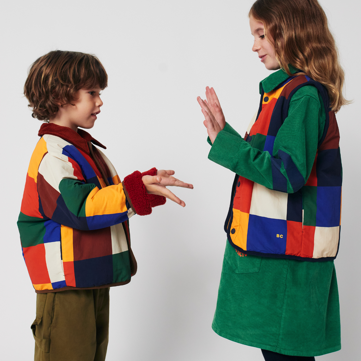BOBO CHOSES - Multicolor Tiles reversible sheepskin jacket