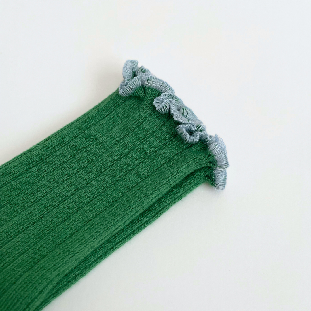 collegien - Delphine - Lettuce Trim Ribbed Socks<814 Vert Jackpot>