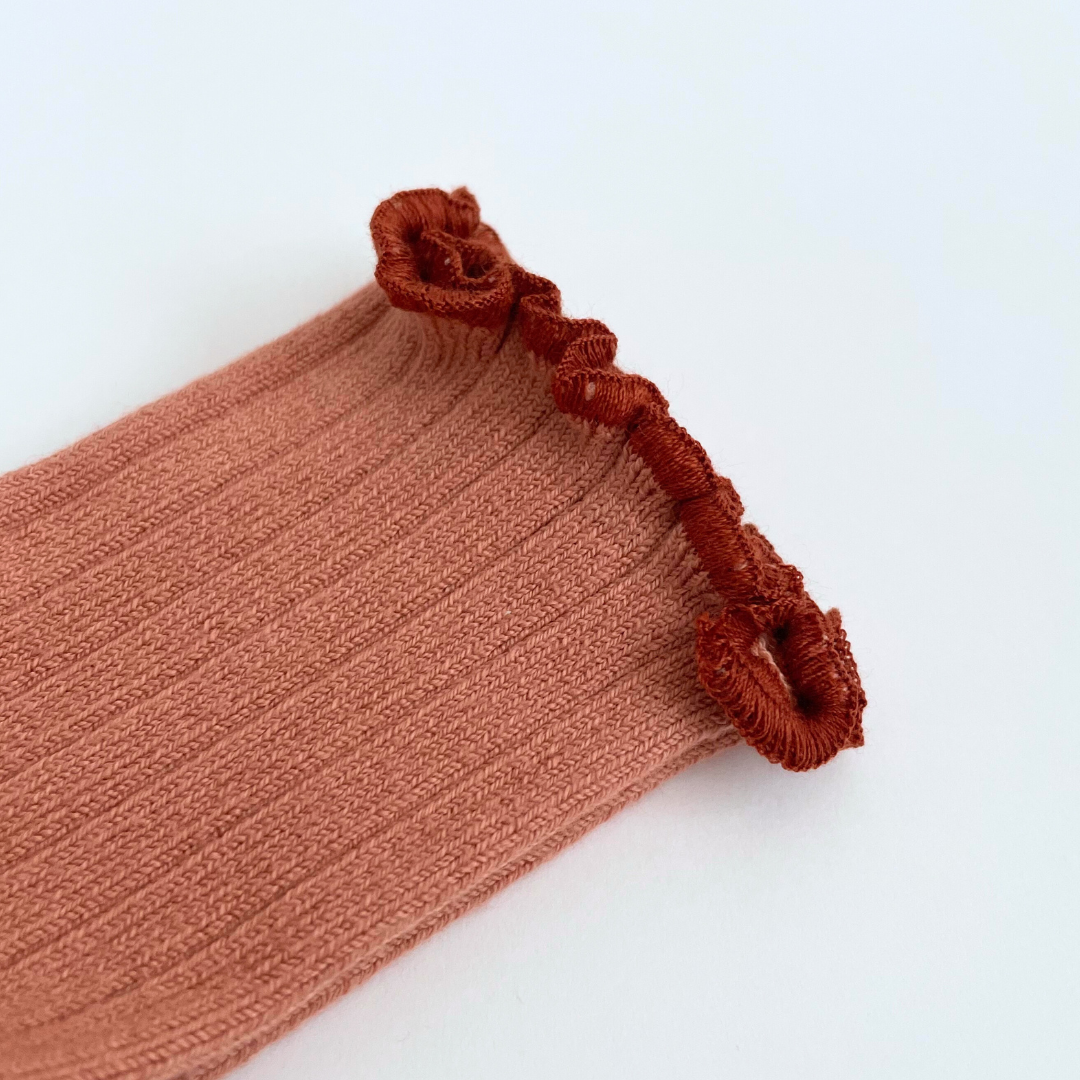 collegien - Delphine - Lettuce Trim Ribbed Socks<723 Bois de Rose>