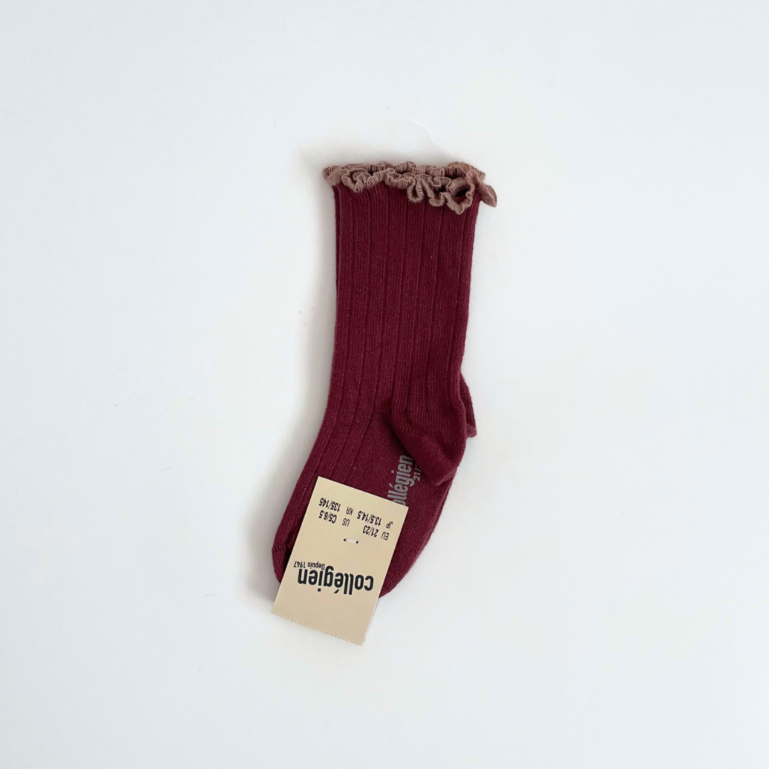 collegien - Delphine - Lettuce Trim Ribbed Socks<778 Châtaigne>