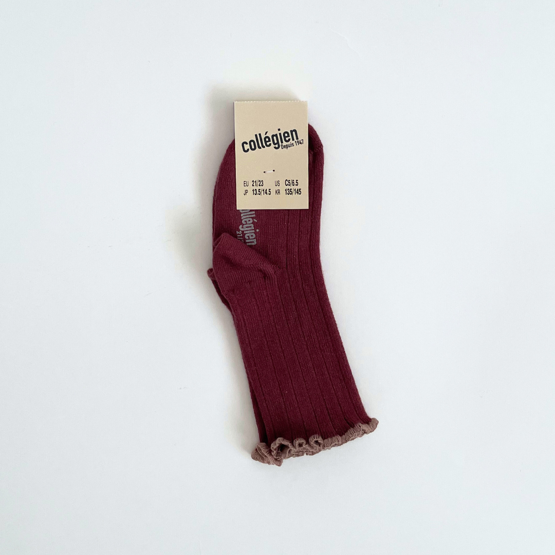 collegien - Delphine - Lettuce Trim Ribbed Socks<778 Châtaigne>