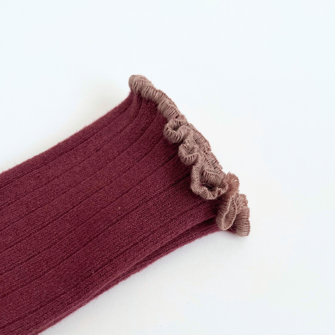 collegien - Delphine - Lettuce Trim Ribbed Socks<778 Châtaigne>