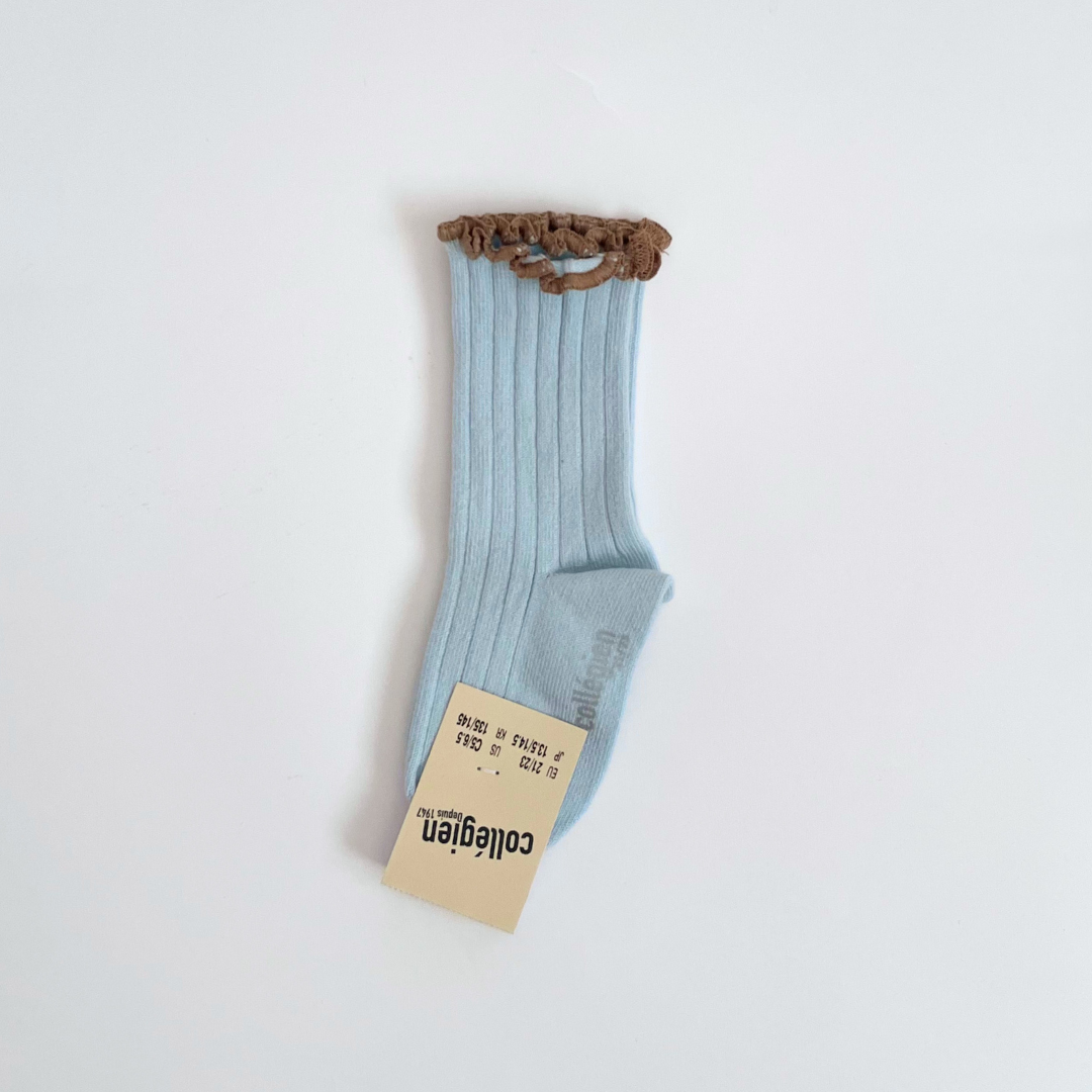 collegien - Delphine - Lettuce Trim Ribbed Socks<420 Glacier>