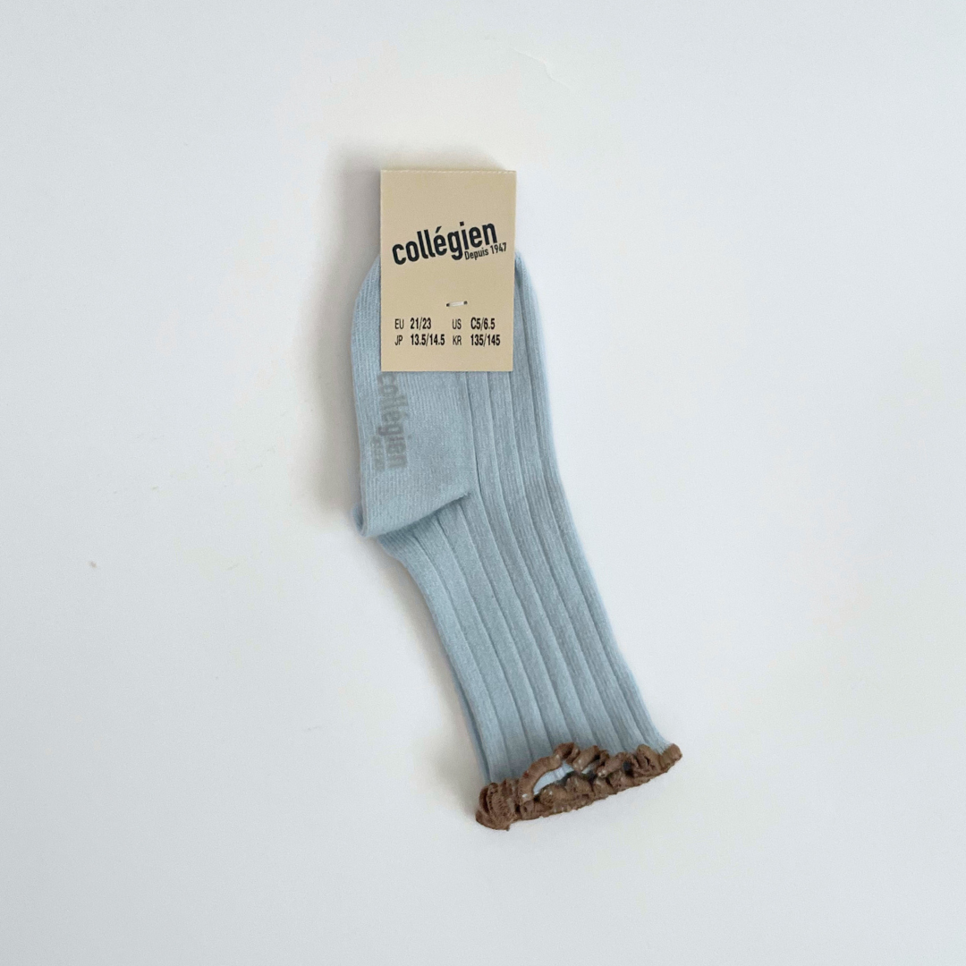 collegien - Delphine - Lettuce Trim Ribbed Socks<420 Glacier>