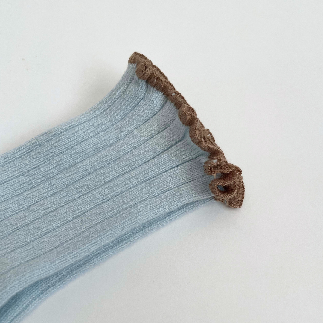 collegien - Delphine - Lettuce Trim Ribbed Socks<420 Glacier>