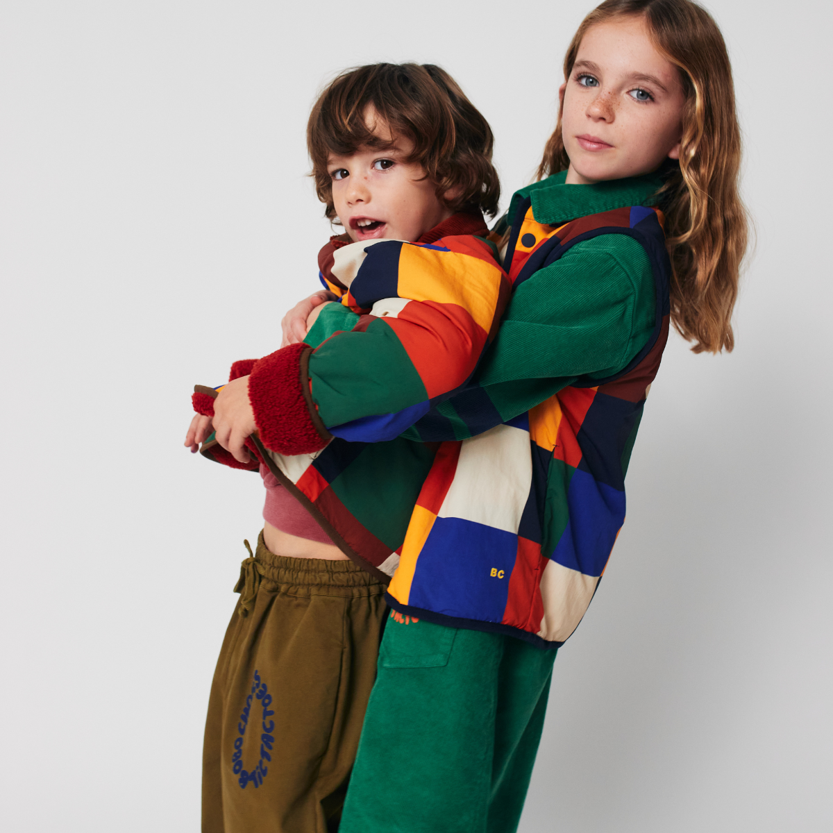 BOBO CHOSES - Multicolor Tiles reversible sheepskin jacket
