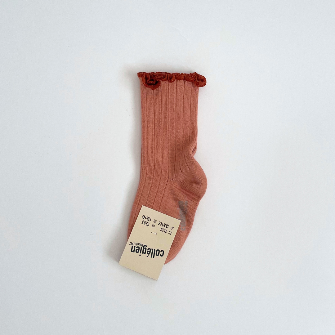 collegien - Delphine - Lettuce Trim Ribbed Socks<723 Bois de Rose>