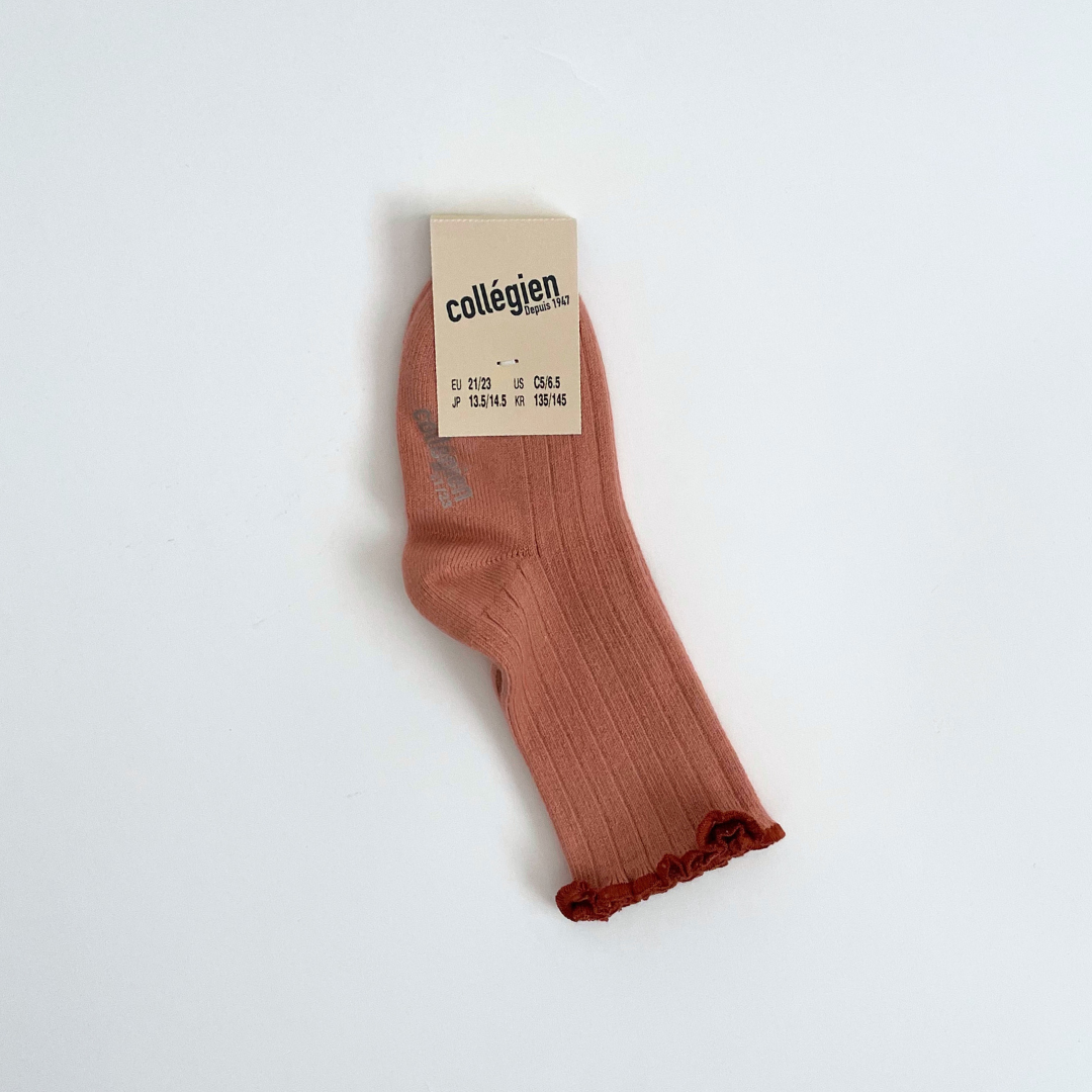 collegien - Delphine - Lettuce Trim Ribbed Socks<723 Bois de Rose>