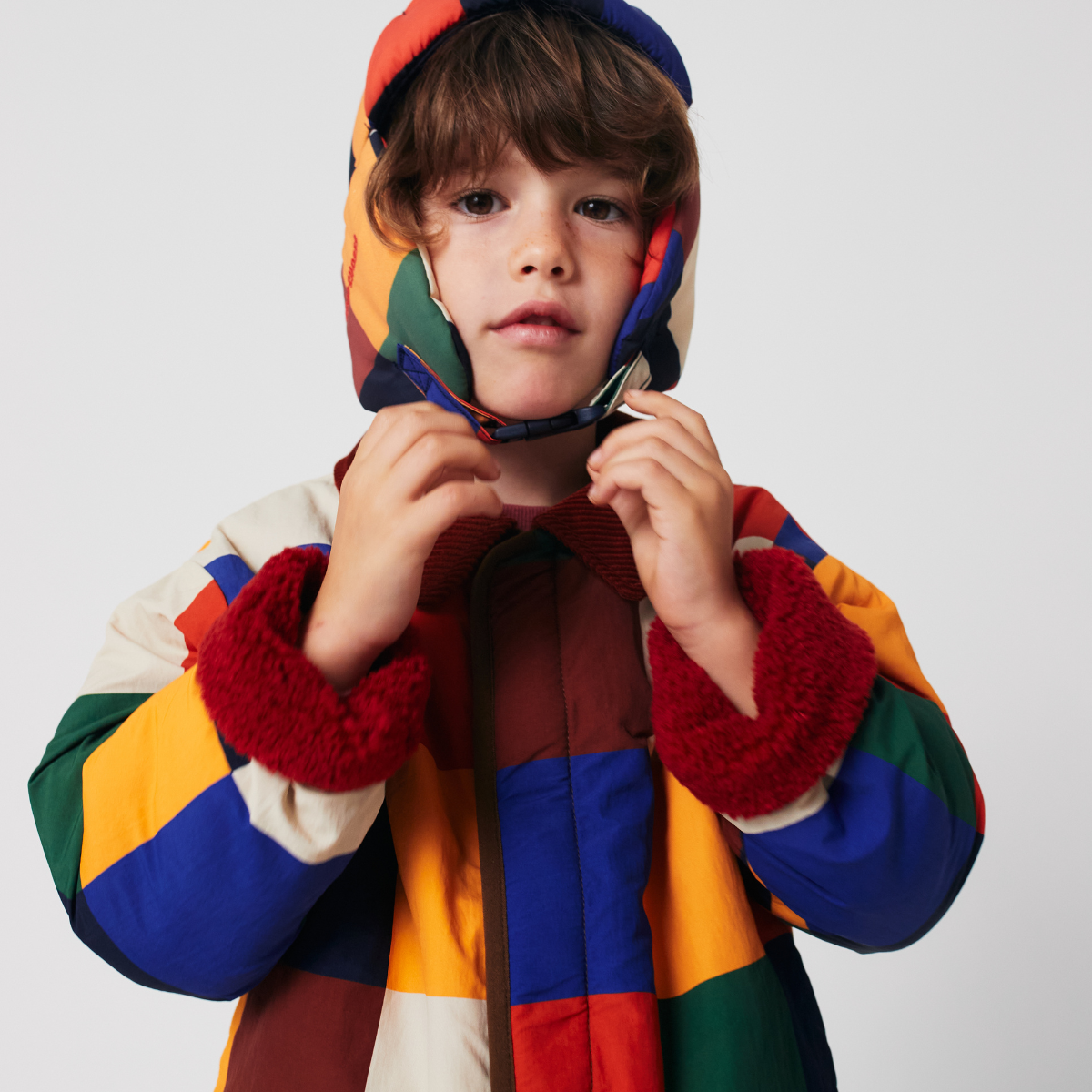 BOBO CHOSES - Multicolor Tiles reversible sheepskin jacket