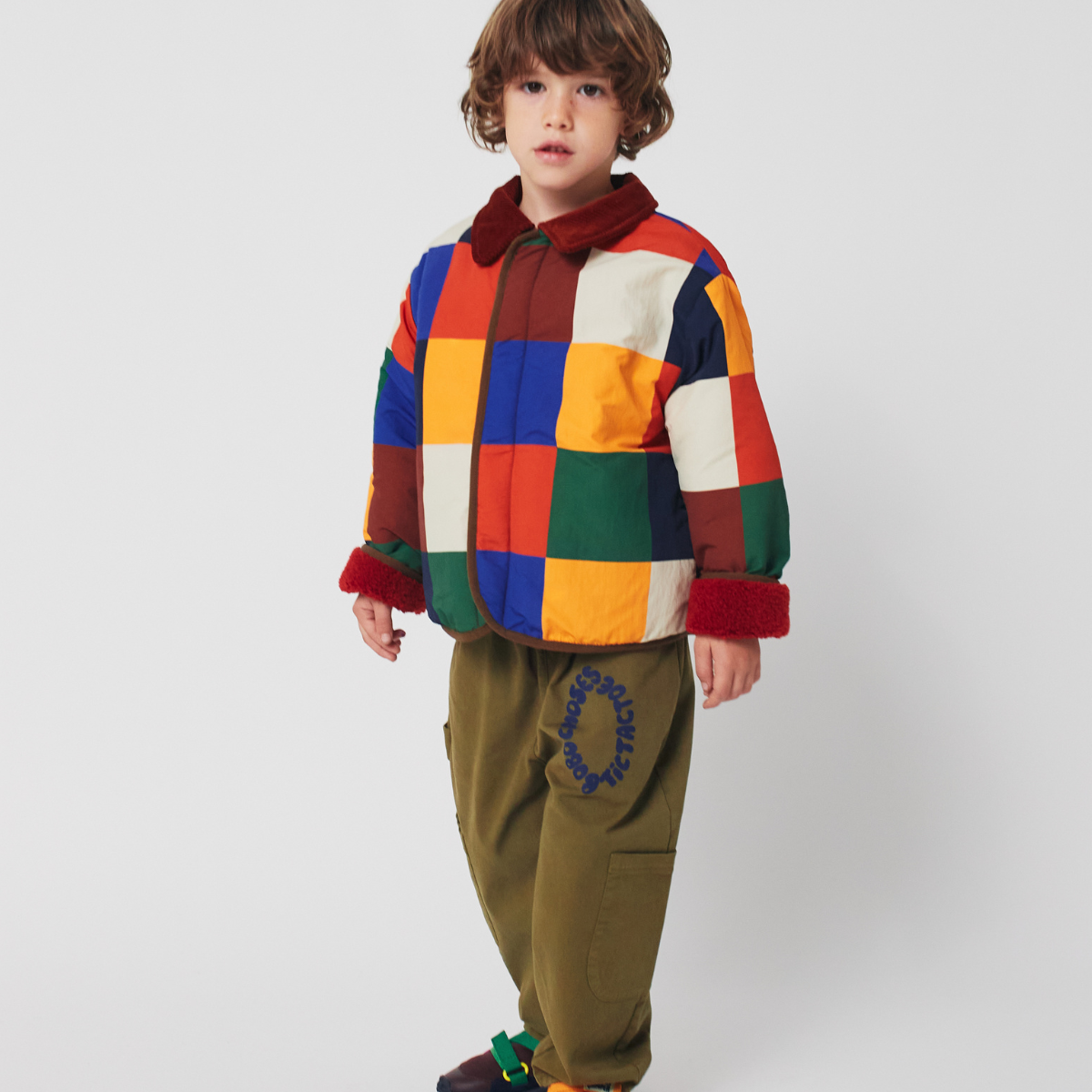 BOBO CHOSES - Multicolor Tiles reversible sheepskin jacket