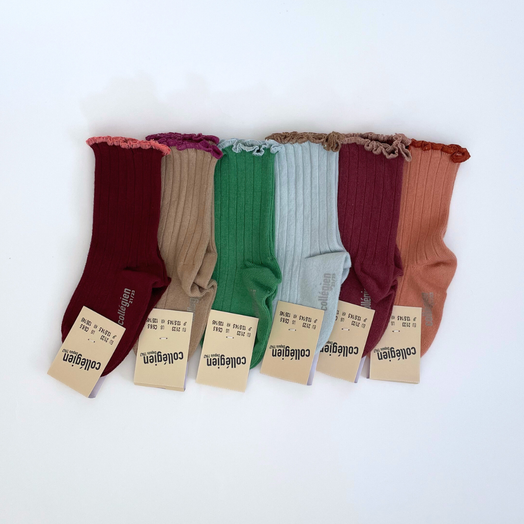 collegien - Delphine - Lettuce Trim Ribbed Socks<814 Vert Jackpot>