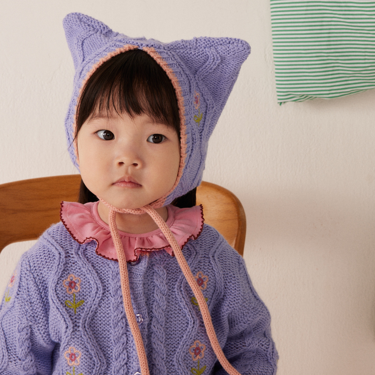 hello Simone - Michy baby hat cable knit Light blue