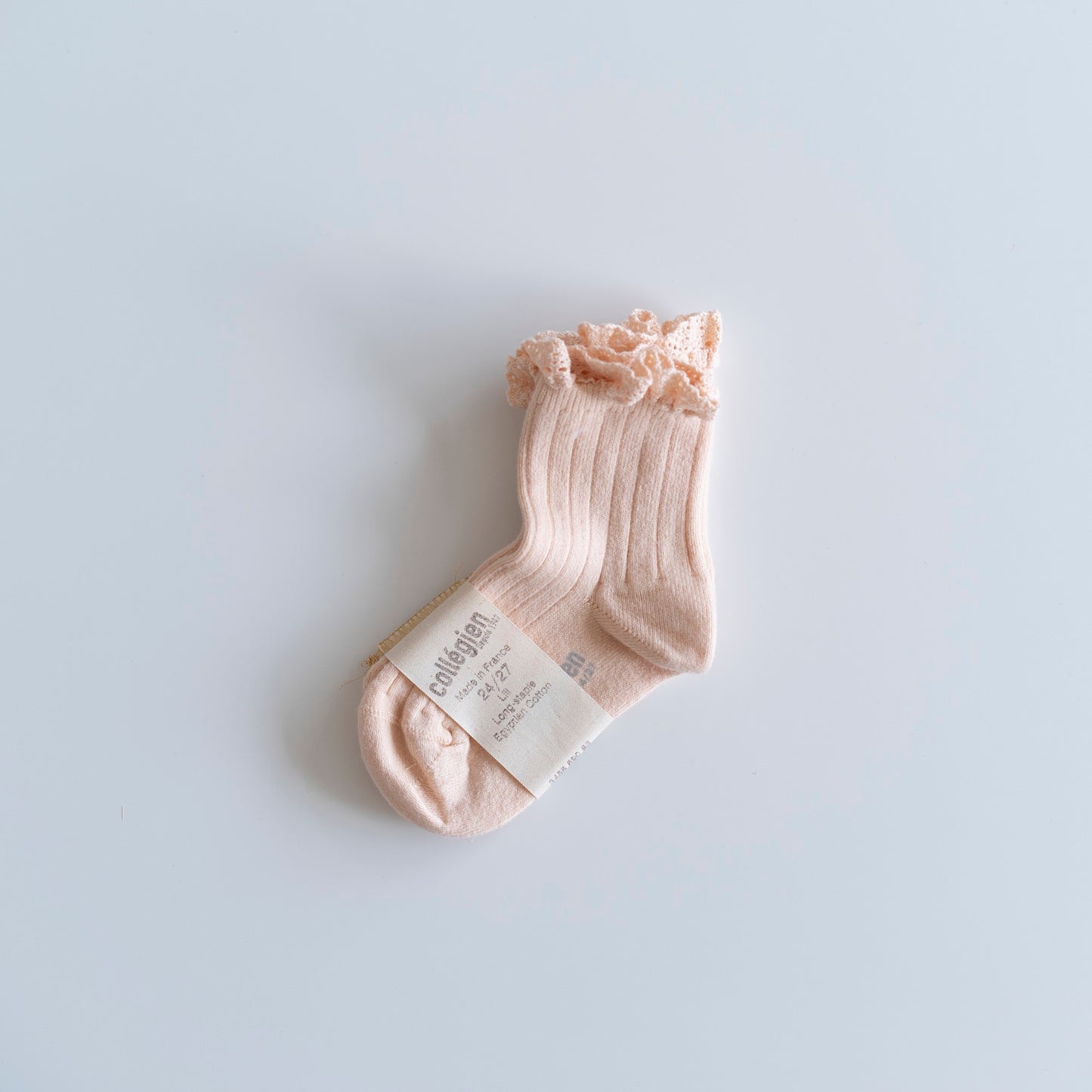 collegien - Lili - Lace Trim Ribbed Ankle Socks<Sorbet>