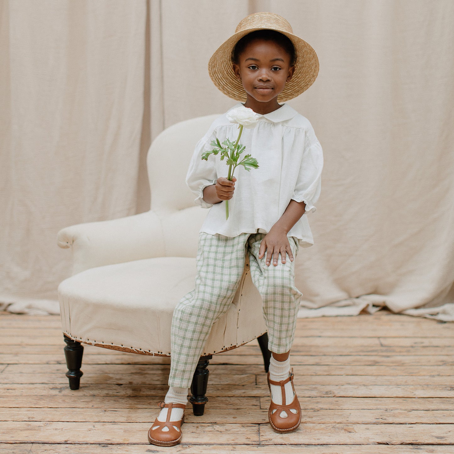 70%OFF / Nellie Quats - Duck, Duck, Goose Blouse <Milk Linen>