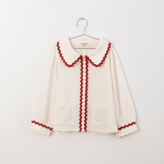 last one / 50%OFF / FISH&KIDS - BASIC BLOUSE WITH RED RIBBON