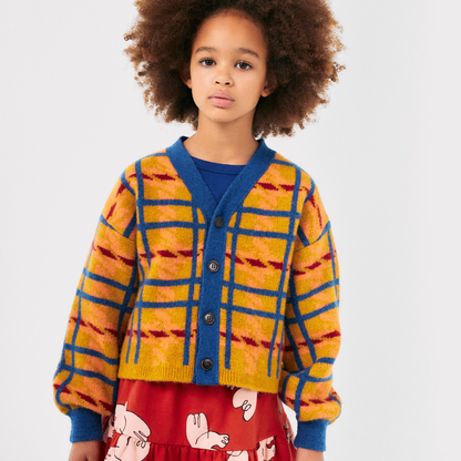 BOBO CHOSES - Madras check jacquard crop cardigan