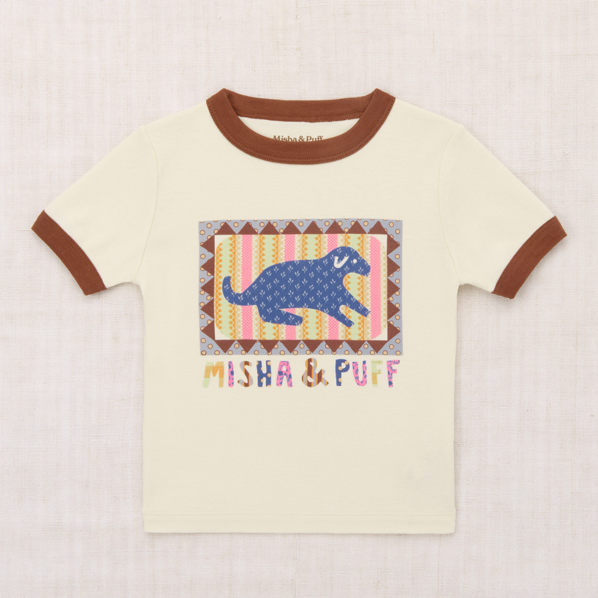 Misha&Puff - DOG COLLAGE RIGER TEE＜MARZIPAN＞