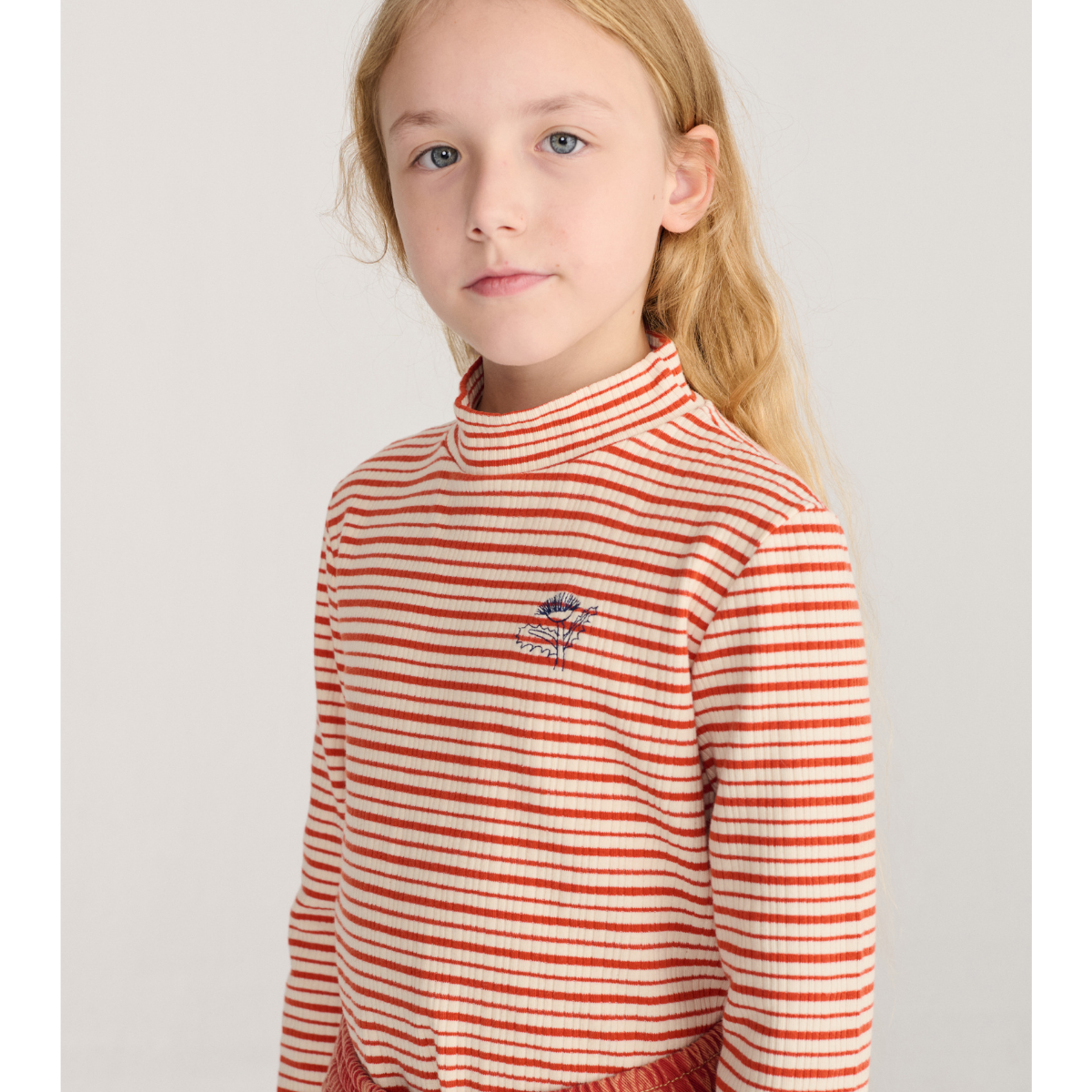 BOBO CHOSES - Energy Flower Stripes turtle neck T-shirt