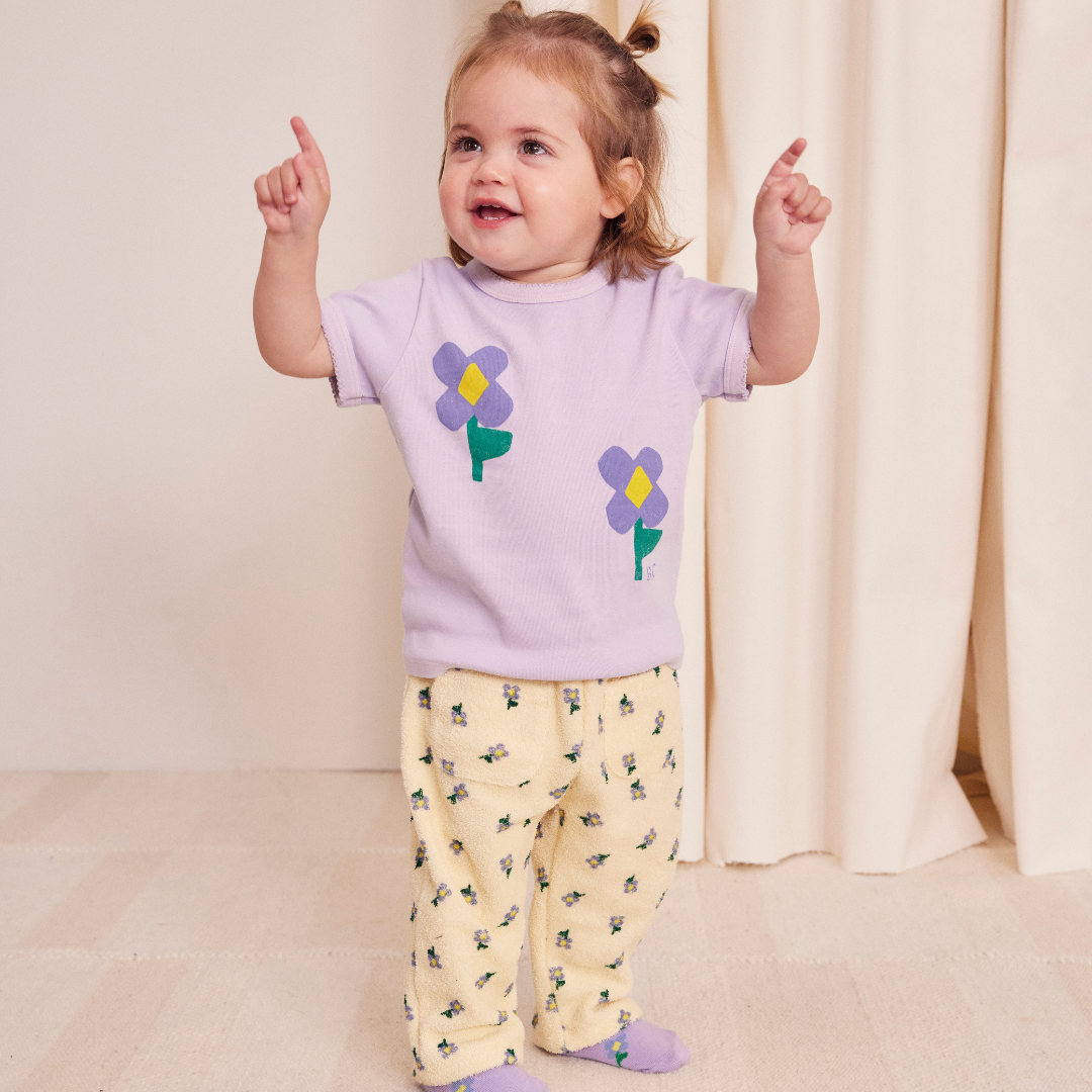 BOBO CHOSES - Baby Pansy Flower all over straight jogging pants