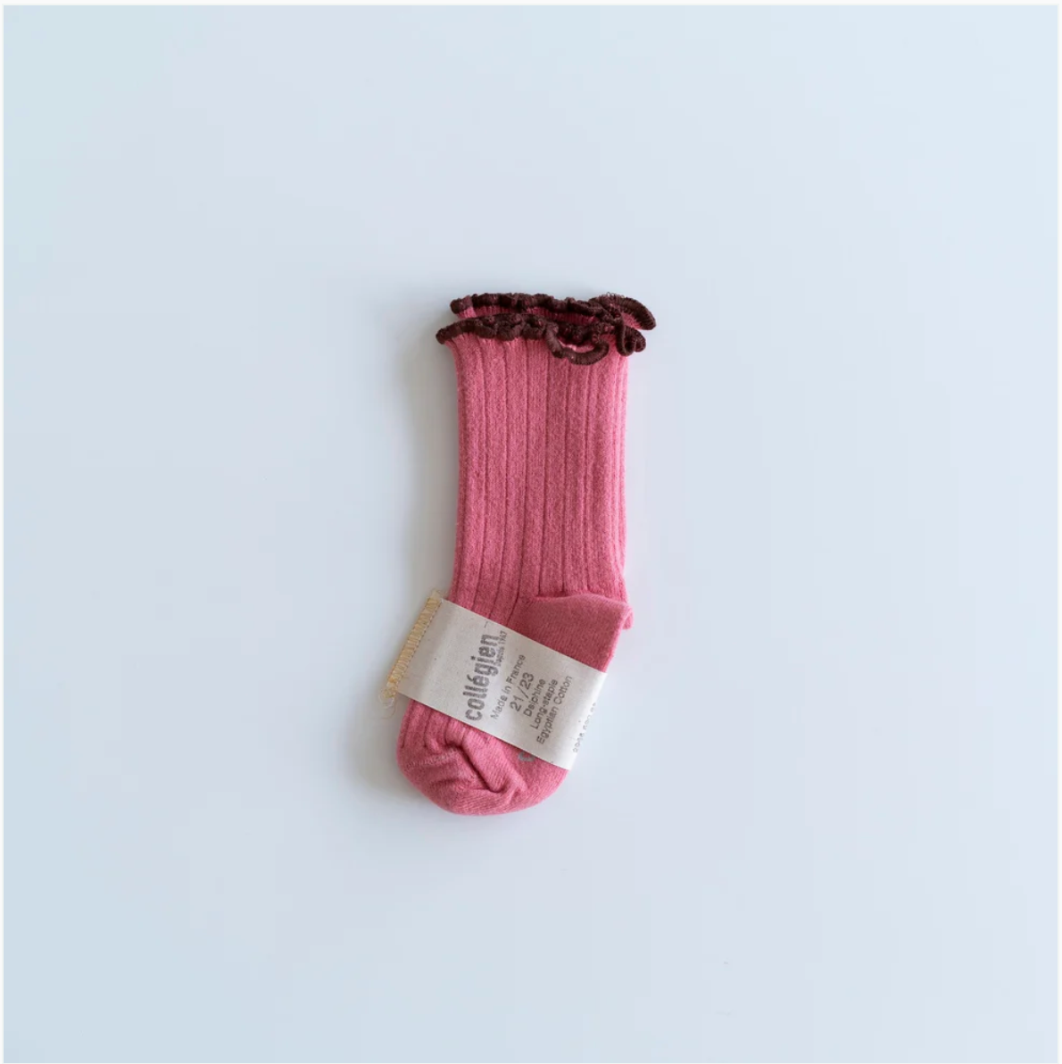 collegien - Delphine - Lettuce Trim Ribbed Socks＜Rose Litchi＞