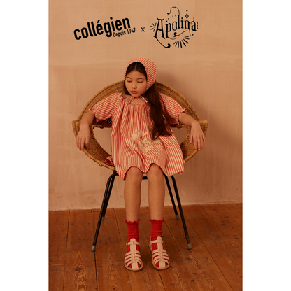 collegien × Apolina - Lili - Lace Trim Ribbed Ankle Socks＜088 Orange Confite＞