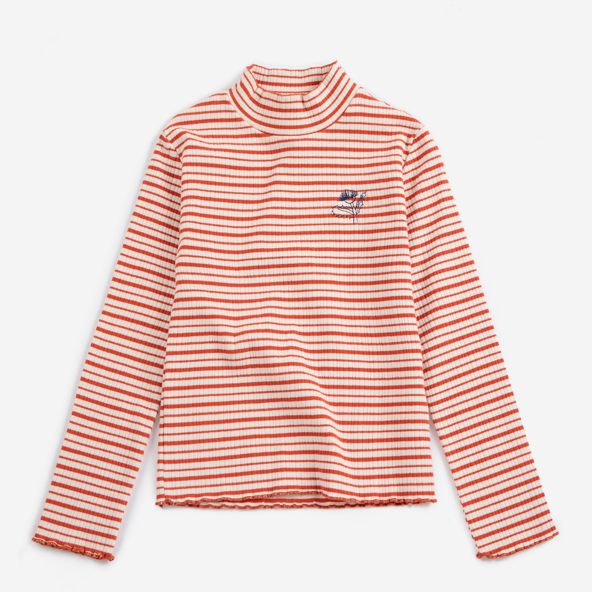 BOBO CHOSES - Energy Flower Stripes turtle neck T-shirt