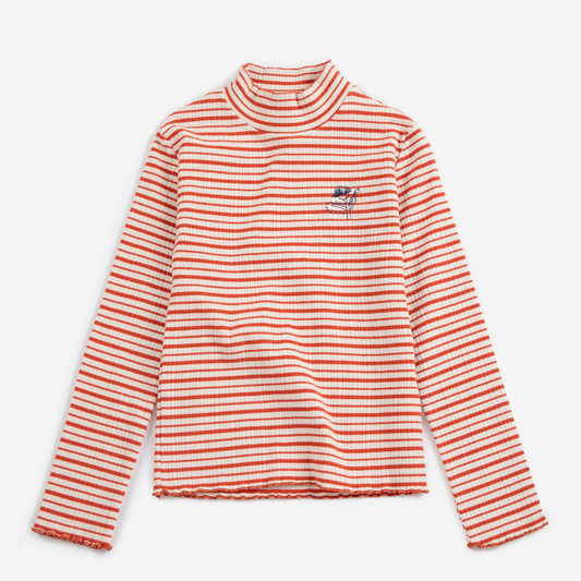 BOBO CHOSES - Energy Flower Stripes turtle neck T-shirt