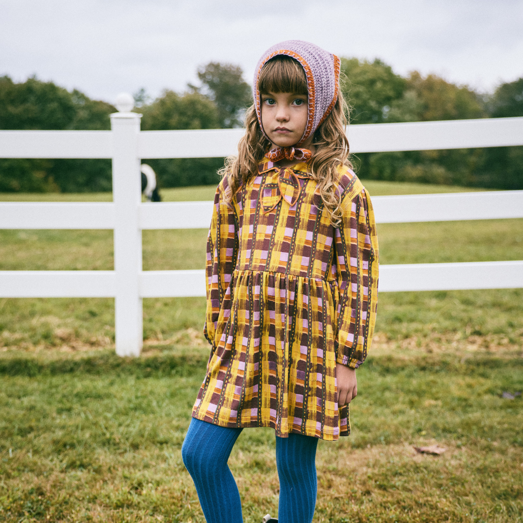 Misha&Puff - Long Sleeve Junior Scout Dress＜Plum Watercolor Plaid＞