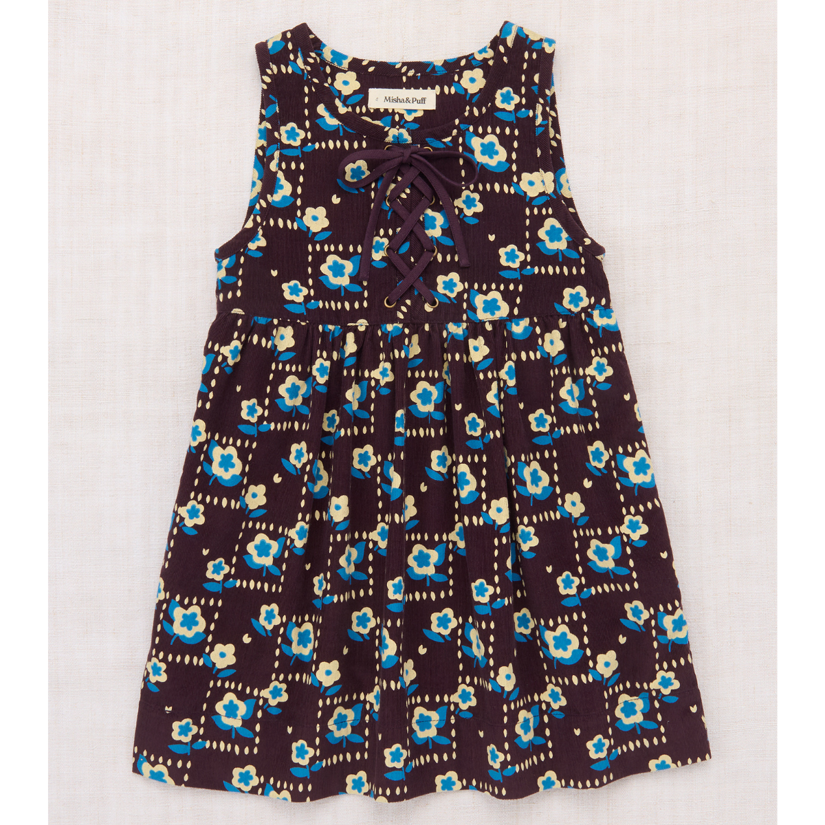 Misha&Puff - Corduroy Agatha Dress＜Raisin Windowbox＞