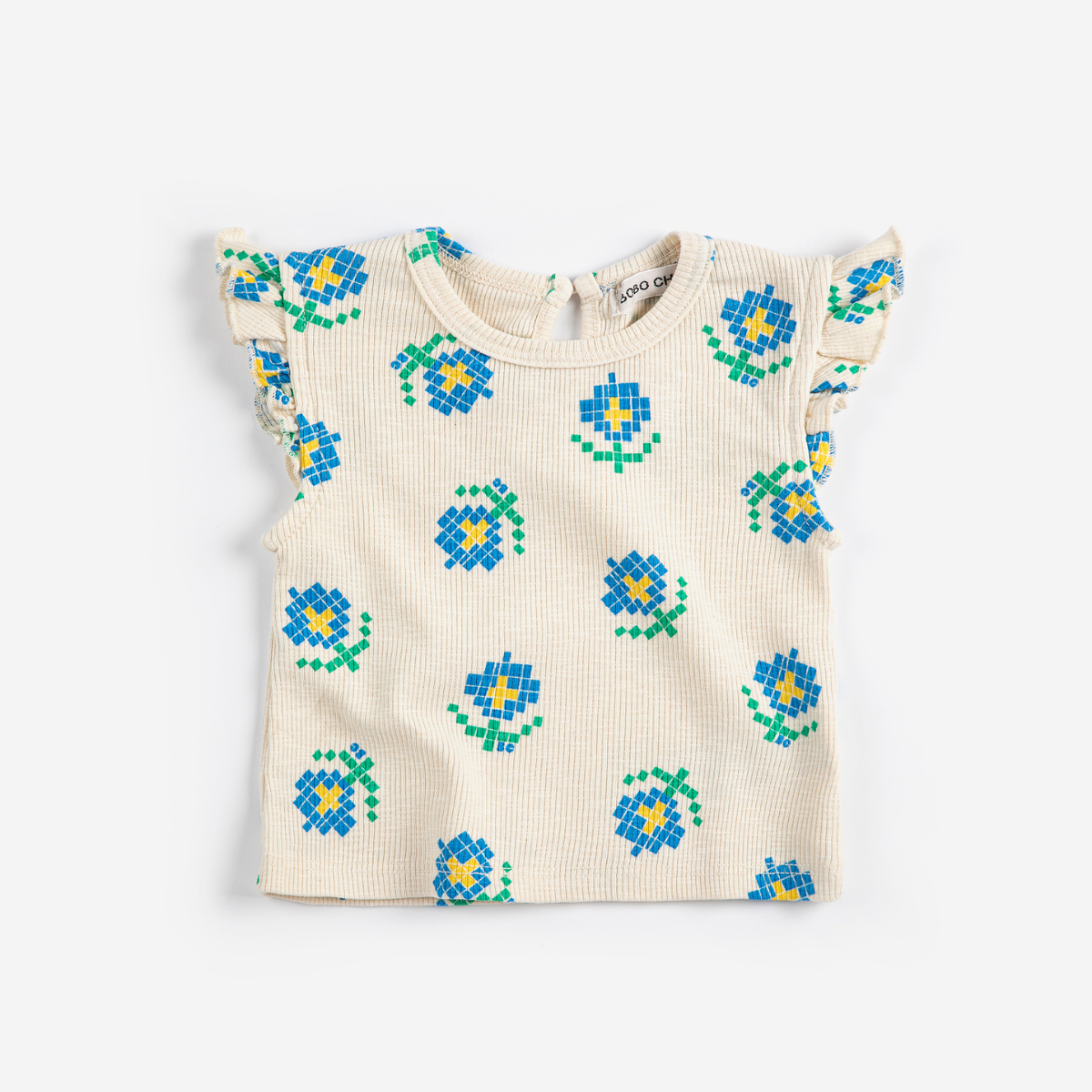 BOBO CHOSES - Pixel Flowers all over ruffled top