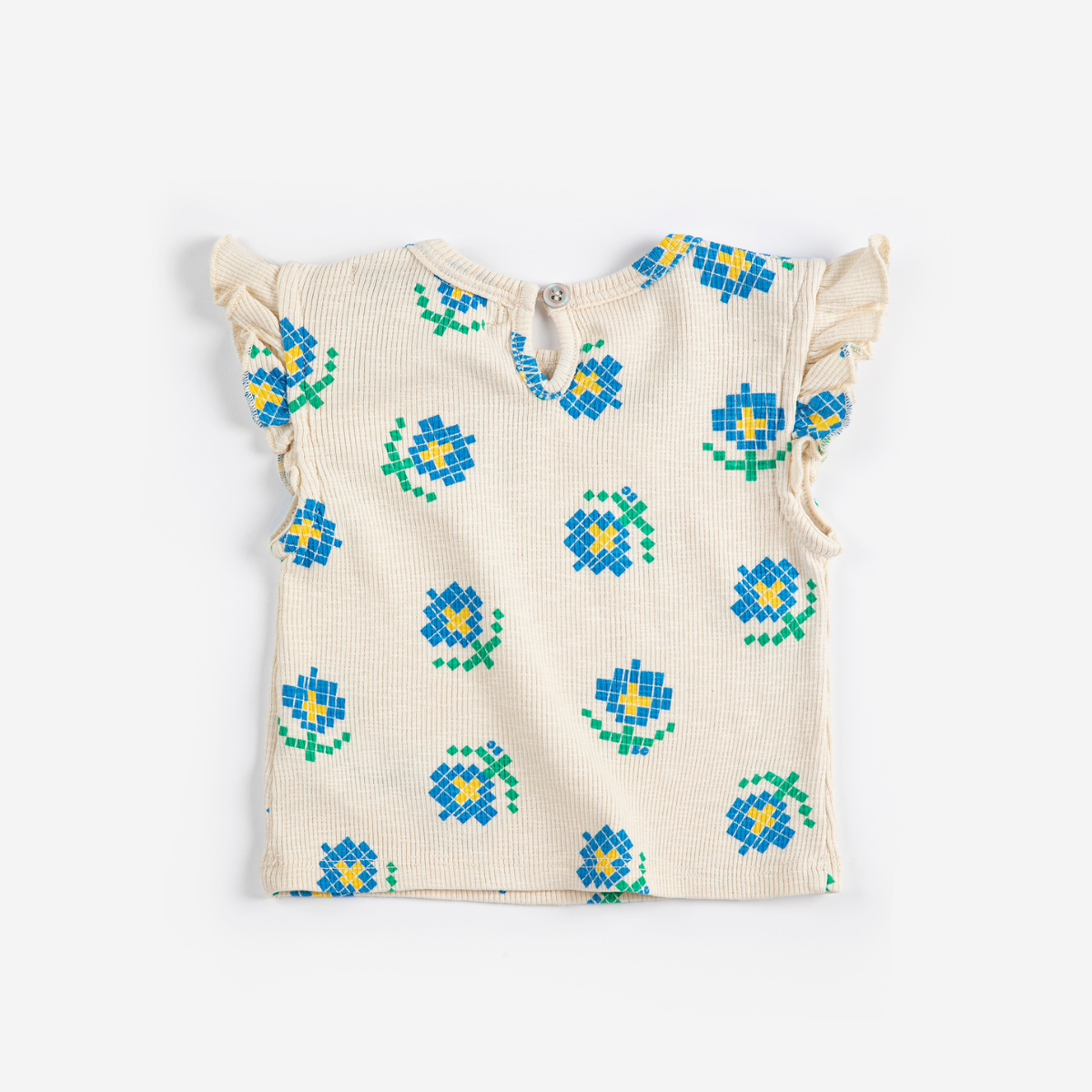BOBO CHOSES - Pixel Flowers all over ruffled top