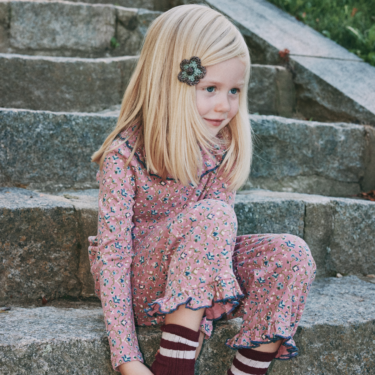 Misha&Puff - RUFFLE PEDAL PUSHER ＜ANTIQUE ROSE MILLEFLEURS＞
