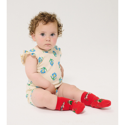 BOBO CHOSES - Pixel Flowers all over ruffled top