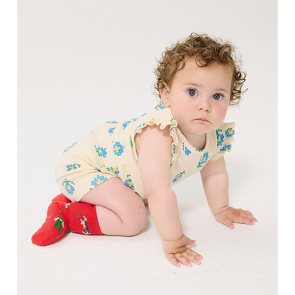 BOBO CHOSES - Pixel Flowers all over ruffled top