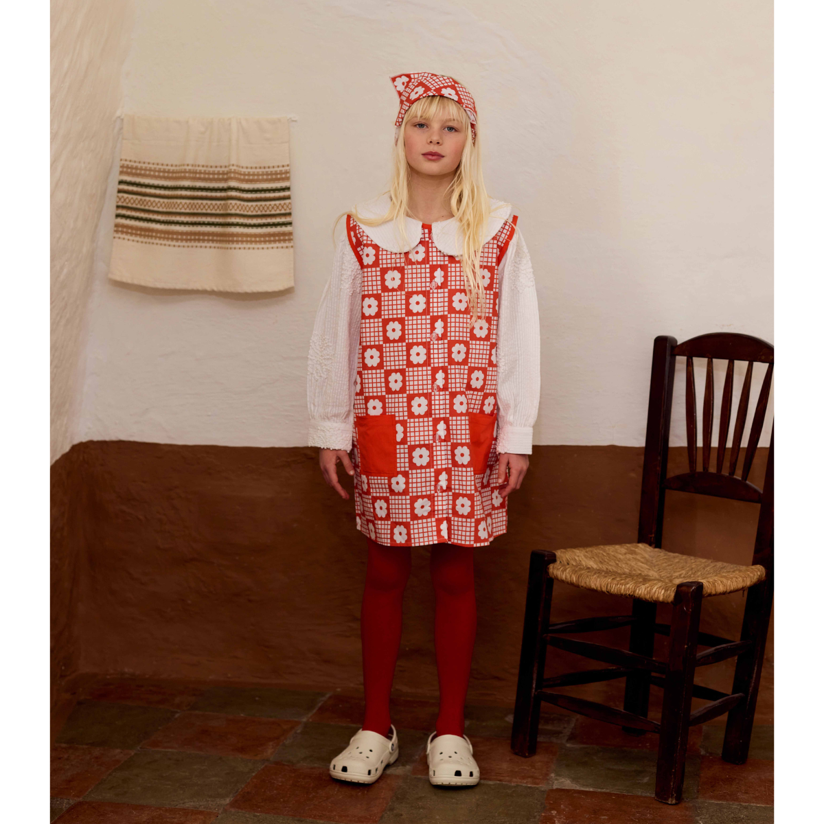 FISH&KIDS - RED FLOWERS RETRO DRESS