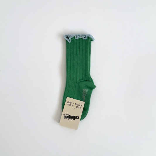 collegien - Delphine - Lettuce Trim Ribbed Socks＜814 Vert Jackpot＞