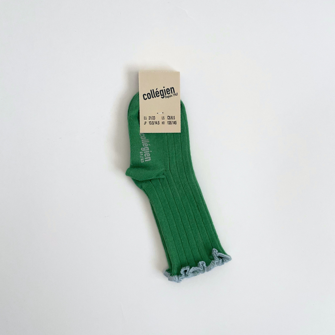 collegien - Delphine - Lettuce Trim Ribbed Socks＜814 Vert Jackpot＞
