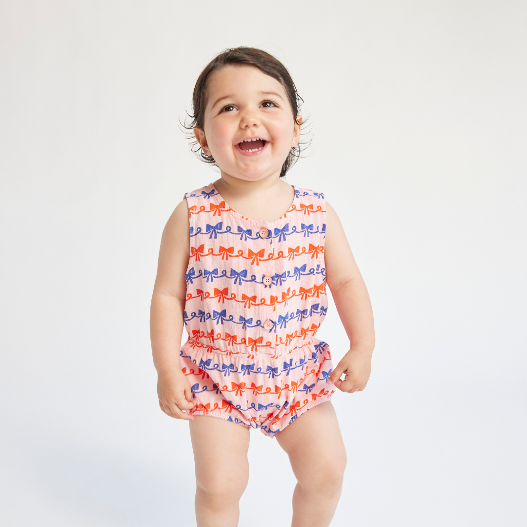 BOBO CHOSES - Baby Ribbon Bow all over woven romper